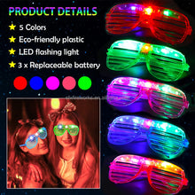 Gafas con luz Led, 5 colores que brillan en la oscuridad, suministros para fiestas, recuerdo de neón, gafas de sol con obturador de Navidad para cumpleaños y adultos para niños