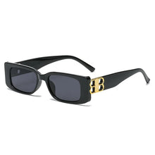 Unisex Women Luxury Brand Designer Fashion Small Square Frame 2024 Retro Champagne Ladies Personality B Letter Sunglasses