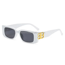 Unisex Women Luxury Brand Designer Fashion Small Square Frame 2024 Retro Champagne Ladies Personality B Letter Sunglasses