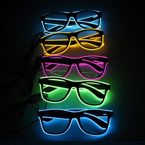 Custom Logo Flashing Led El Light Up Sunglasses Party Supplies Wire Glowing Luminous Novelty Gift In Dark Neon Kids Glow Glasses