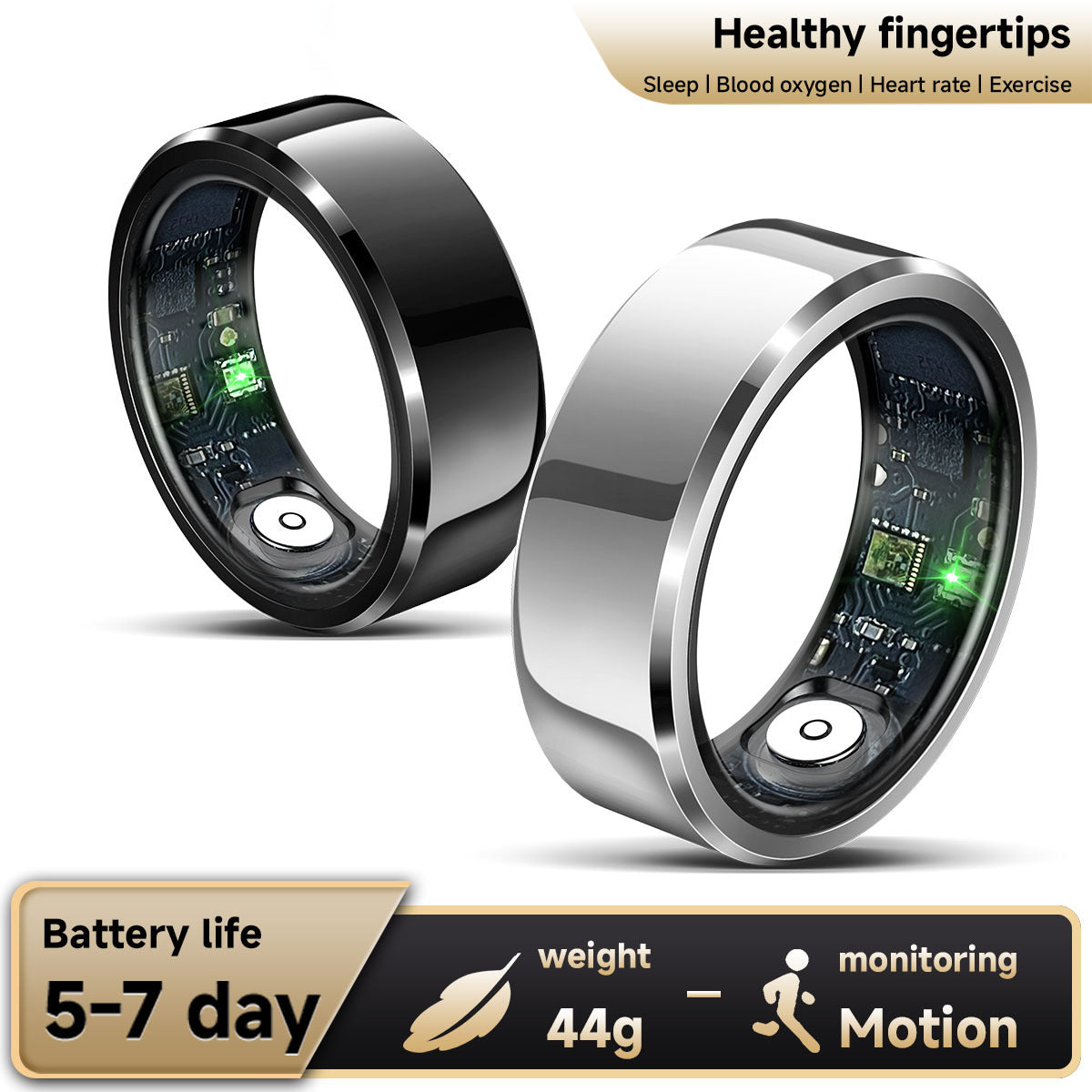 Smart Ring Health Tracker For Men & Women - Blood Oxygen, Heart Rate & Sleep Monitor