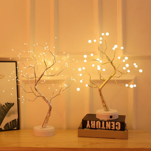 Night Light Home Decoration Bonsai Style Party Cherry Tree Shape LED Light DIY  Christmas Gift Plants Switch Copper