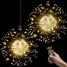180 LED String Lights Starburst Design, 8 Modes, Copper Silver Wire Fairy Lamp Decor with Remote Control