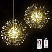180 LED String Lights Starburst Design, 8 Modes, Copper Silver Wire Fairy Lamp Decor with Remote Control