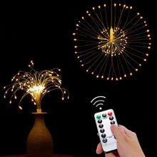 180 LED String Lights Starburst Design, 8 Modes, Copper Silver Wire Fairy Lamp Decor with Remote Control