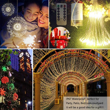 180 LED String Lights Starburst Design, 8 Modes, Copper Silver Wire Fairy Lamp Decor with Remote Control