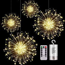 180 LED String Lights Starburst Design, 8 Modes, Copper Silver Wire Fairy Lamp Decor with Remote Control
