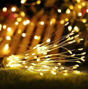 180 LED String Lights Starburst Design, 8 Modes, Copper Silver Wire Fairy Lamp Decor with Remote Control