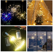 180 LED String Lights Starburst Design, 8 Modes, Copper Silver Wire Fairy Lamp Decor with Remote Control