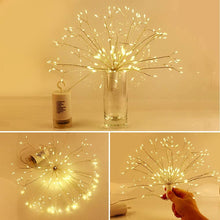 180 LED String Lights Starburst Design, 8 Modes, Copper Silver Wire Fairy Lamp Decor with Remote Control