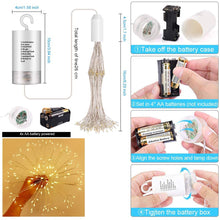 180 LED String Lights Starburst Design, 8 Modes, Copper Silver Wire Fairy Lamp Decor with Remote Control