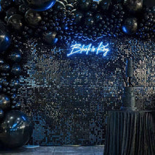 Black Square Shimmer Sequin Wall Panel Metallic Active Spangle Art Decor Backdrop Photo Party Event Marketing Conference Show