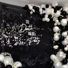Black Square Shimmer Sequin Wall Panel Metallic Active Spangle Art Decor Backdrop Photo Party Event Marketing Conference Show