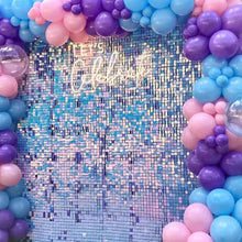 Iridescent Blue Shimmer Sequin Wall Decorative Panel Square Wind Activate Sparkle Wedding Event Festival Backdrop Decoration Bar