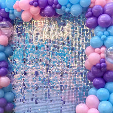 Iridescent Blue Shimmer Sequin Wall Decorative Panel Square Wind Activate Sparkle Wedding Event Festival Backdrop Decoration Bar