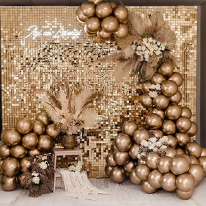 30x30cm 3D Rose Gold Shimmer Wall Stickers Pneumatic Sequins Art Panel Mirror Wall Cloth Wedding Birthday Party Backdrop Decor