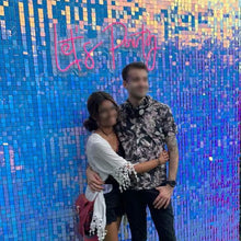 Shimmer Sequin Wall Panel Backdrop Blue Pink Onion Pick Event Party Birthday Show Square Gliter Decorative Decoration Irisdecent