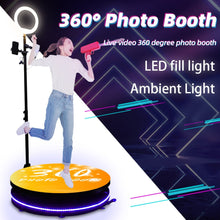 Gran oferta cabina de cámara 360 cabina de fotos automática de movimiento lento 360 con soporte giratorio y paquete de caja de vuelo con luz para selfies