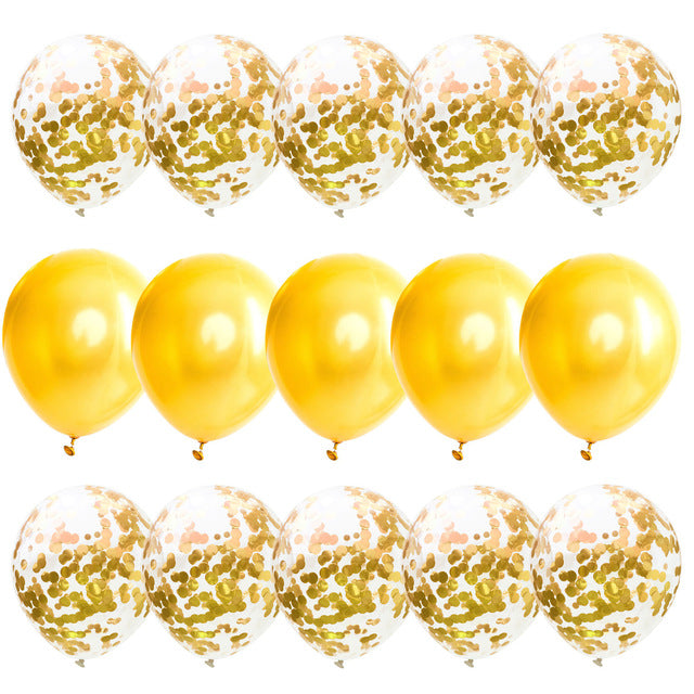 10 pack ROSE GOLD & fuchsia PINK balloons 5 metallic rose gold and 5  fuchsia pink confetti balloons anniversary, birthday party, christmas