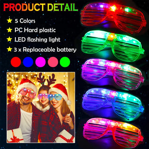 Light Up Led Glasses 5 Colors Glow In The Dark Party Supplies Neon Favor Kids Adult Birthday Christmas Shutter Shades Sunglasses
