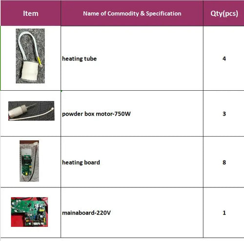 Spare Parts Set of Heating Tube, Heating Board, Motor, Mainboard of Cold Spark Machine Sparkler Sparkular Wedding Fireworks Pyro