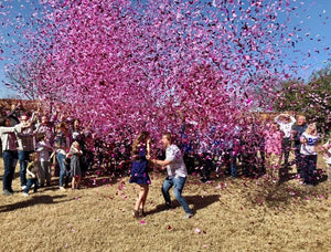 Cañón de confeti respetuoso con el medio ambiente con confeti y polvo biodegradables para suministros para fiestas de Baby Shower