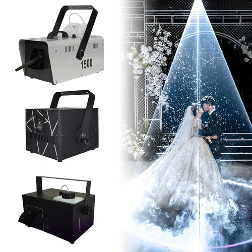 Wedding Marriage Bride 1500W Snow Machine&10W RGB Animation Laser Show Light&Haze Machine Combination Diamond Art Rain Effect DJ