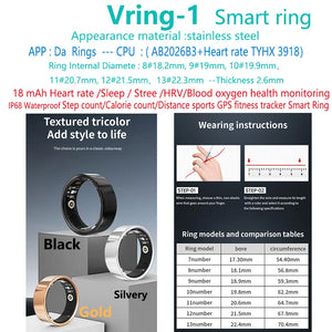 Health care ring smart daring Heart rate Sleep Activity Multisports GPS fitness tracker smartring Da Ring APP smart ring