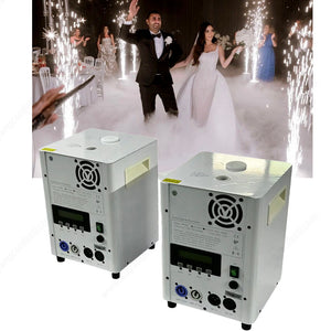 Máquina de fuegos artificiales Cold Spark DMX, paquete doble, bengalas ambientales de titanio para bodas y eventos, enviadas en caja de carga aérea segura 