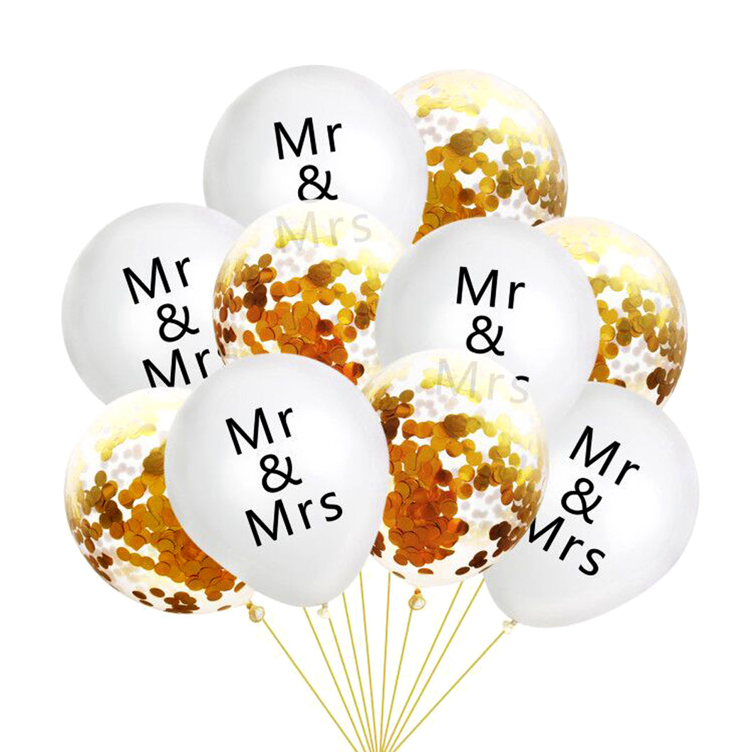 10Pcs/lot Wedding Decor Confetti Latex Balloons Mr&Mrs Letter Balloons Bridal Shower Wedding Party Engagement Decoration - Kesheng special effect equipment
