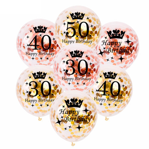 12 Inch Rose Gold Confetti Balloons 30 40 50 Anniversary Balloon Happy Birthday Party Decorations Adult Wedding Decor - Kesheng special effect equipment