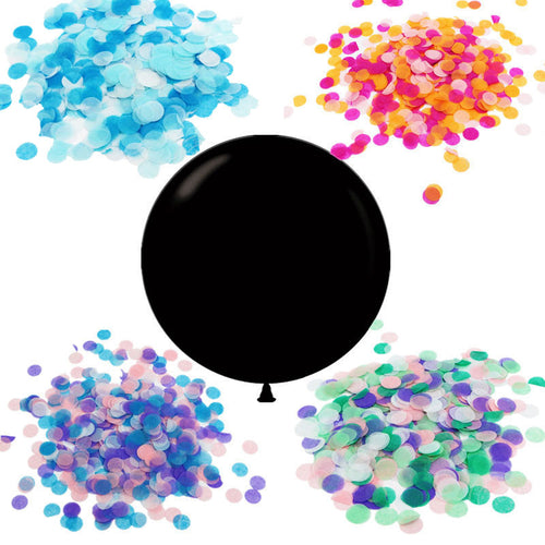 1pc 36inch Black Round Confetti Latex Helium Balloons Baby Shower Boy Girl Blue Pink Gender Reveal 1st Birthday Party Decoration - Kesheng special effect equipment