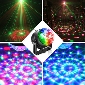 Mini LED RGB Magic Laser Stage Light Lamp Sound Control Adjust Crystal Ball for Christmas Disco Club Pub Home Party Projector - Kesheng special effect equipment