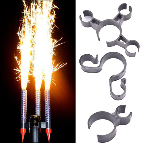 Single Champagne Bottle Birthday Candle Sparkler Safety Ice Fountain Plastic Clip Holder Night Club Cake Party Wedding