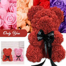 40cm 25cm Valentine Rose Bear Heart Flower Gift For Girlfriend Birthday Wedding Artificial Party Home Decor Wine Red Pink - Kesheng special effect equipment