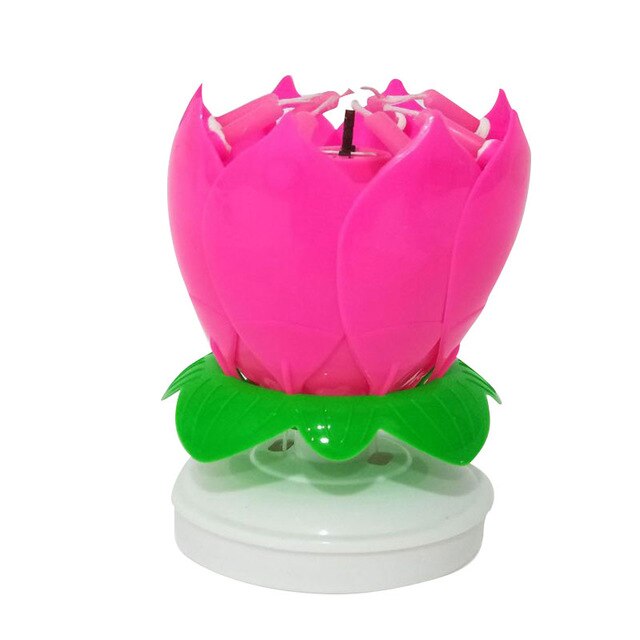 200pcs Music Birthday Cake Candles Fashion Lotus Flower Festival Decorative Candle Lights  Party DIY Cake Decoration Kids Candles