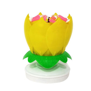 14 Music Birthday Cake Candles Fashion Lotus Flower Festival Decorative Candle Lights  Party DIY Cake Decoration Kids Candles