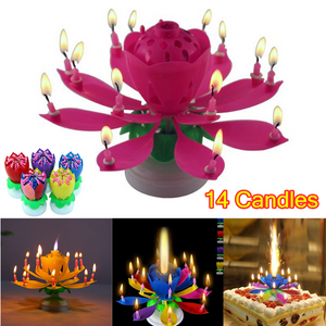 14 Music Birthday Cake Candles Fashion Lotus Flower Festival Decorative Candle Lights  Party DIY Cake Decoration Kids Candles
