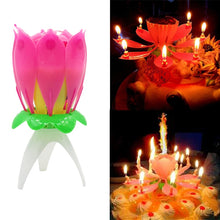 Lotus Candle Wax Single Layer Magic Musical Happy Birthday Romantic Flowers Rotating Cake Wedding Party DIY Decoration Art Gifts - Kesheng special effect equipment