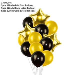Black Gold Happy Birthday Banner Balloons Helium Number Foil Balloon for Baby Boy Kids Adult 18 30 Birthday Party Decorations - Kesheng special effect equipment