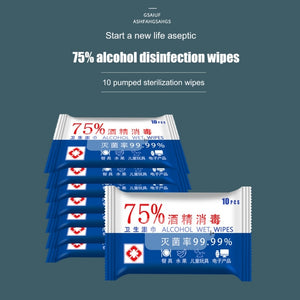 3 Packs/10 Pcs Portable 75% Alcohol Disinfection Wipes Cleaning Wet Wipes Used for Cleaning and Sterilization in Office Home - Kesheng special effect equipment