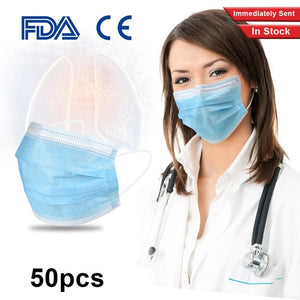 50PCS Disposable Protective Medical masks 3 Layers Dustproof Facial Protective Cover Masks Maldehyde Prevent bacteria Masks - Kesheng special effect equipment
