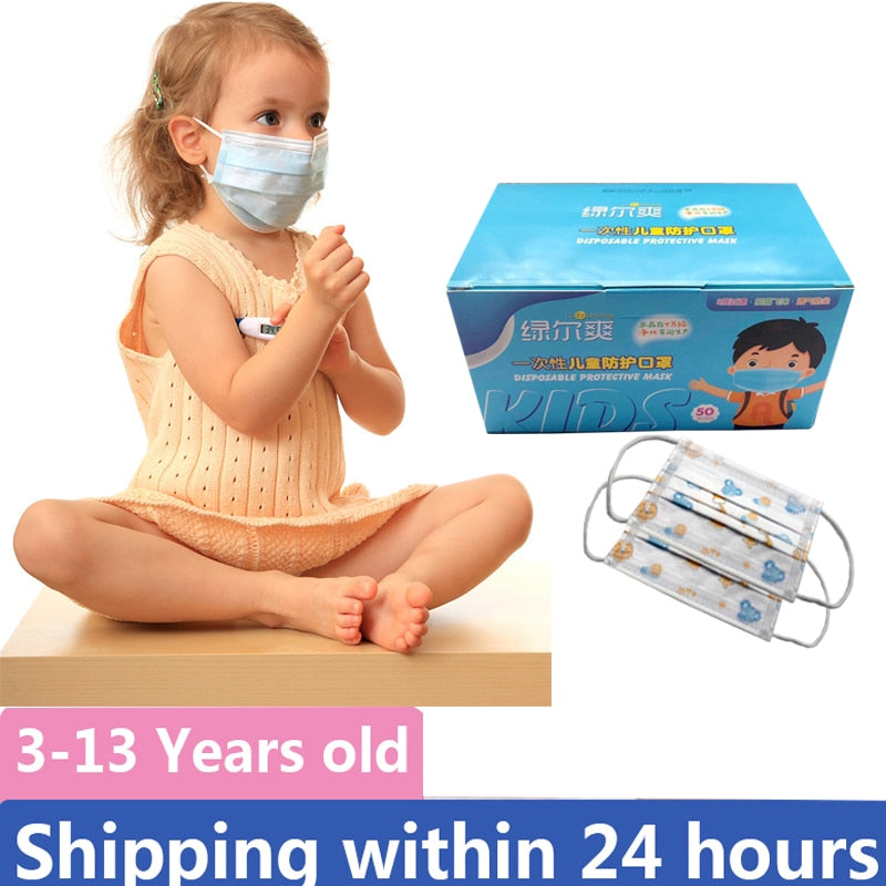 Children Face Masks 3 Layer Elastic Mouth Mask Anti-Flu Kids Disposable Mask Soft Breathable PM2.5 Nonwoven Cartoon Boys Girls - Kesheng special effect equipment