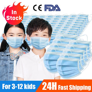 In stock Anti-dust PM2.5 3 layer Disposable Elastic face mask Soft Breathable Flu Hygiene Child Kids Face Mask fast shipping - Kesheng special effect equipment
