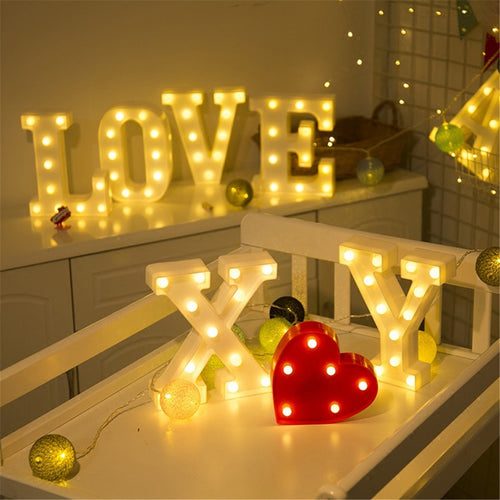 Luminous LED Letter Night Light Creative 26 English Alphabet Number Battery Lamp Romantic Wedding Party Valentine's Day Decor - Kesheng special effect equipment