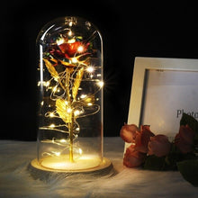 Medium Beauty And The Beast Red Rose In A Glass Dome On A Wooden Base For Valentine's Gifts LED Rose Lamps Christmas - Kesheng special effect equipment