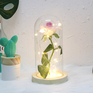 Medium Beauty And The Beast Red Rose In A Glass Dome On A Wooden Base For Valentine's Gifts LED Rose Lamps Christmas - Kesheng special effect equipment