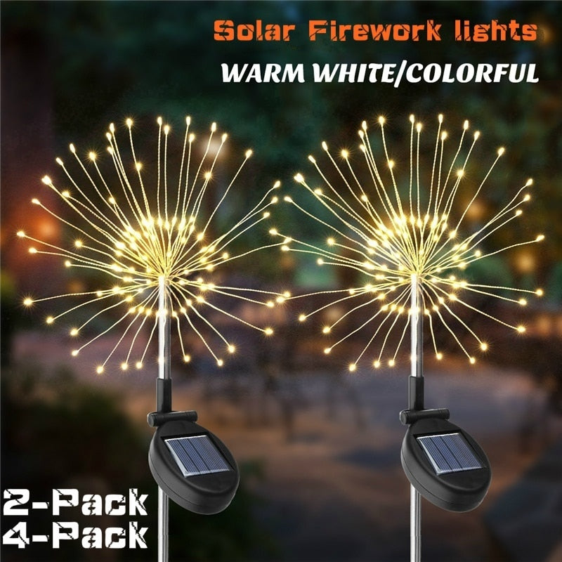 Solar Light Outdoor Fireworks Shape Lights with 120 LED Garden Lights Pathway Fairy LED Suit  for Garden Fence Patio Garage