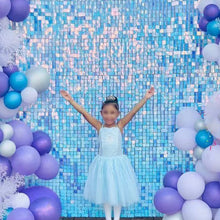 Iridescent Blue Shimmer Sequin Wall Decorative Panel Square Wind Activate Sparkle Wedding Event Festival Backdrop Decoration Bar