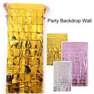 2Pcs Birthday Party Decorations Glitter Curtain 2m Length Shimmer Wall Backdrop Wedding Decoration Backdrops Curtain Sequin Wall
